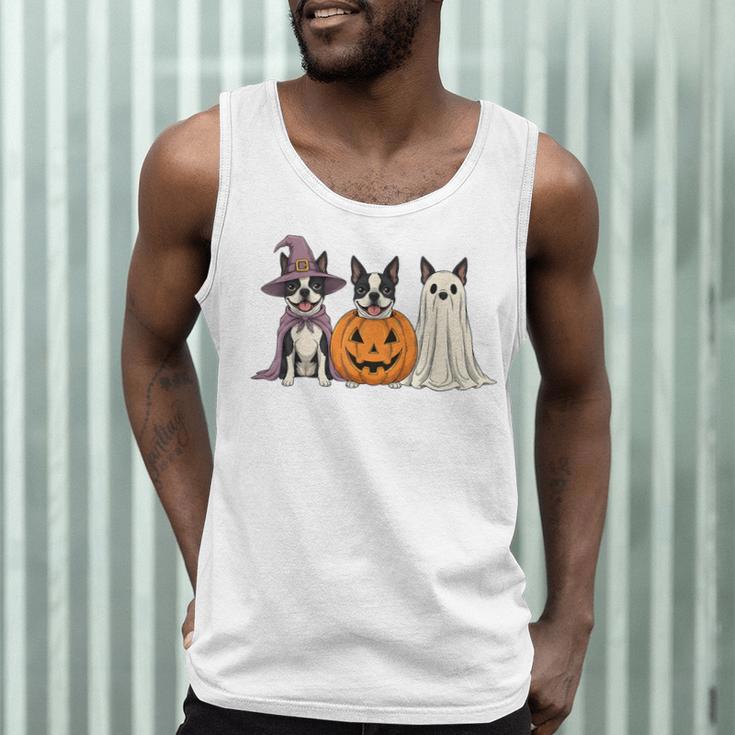 Spooky Ghost Boston Terrier Pumpkin Halloween Dog Lover Men Tank Top, novelty gifts, funny gifts