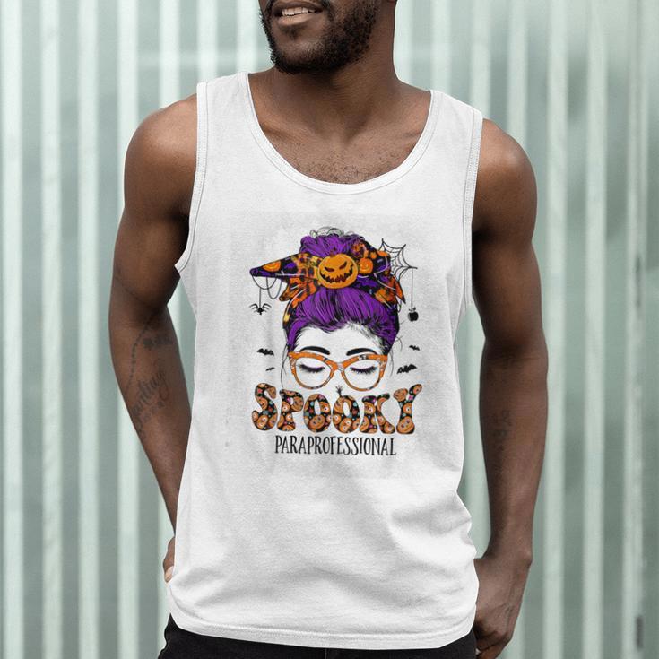 Spooky Paraprofessional Life Halloween Messy Bun Teacher For Men Women Men Tank Top, novelty gifts, funny gifts