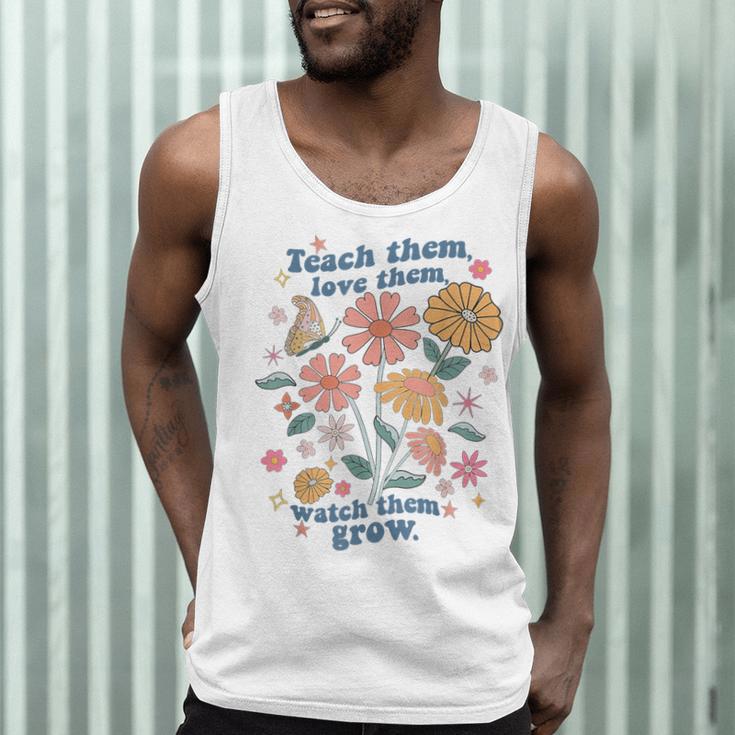 Teach Them Love Them Watch Them Grow Retro Teacher Floral Men Tank Top, novelty gifts, funny gifts Teach Them Love Them Watch Them Grow Retro Teacher Floral Men Tank Top, novelty gifts, funny gifts