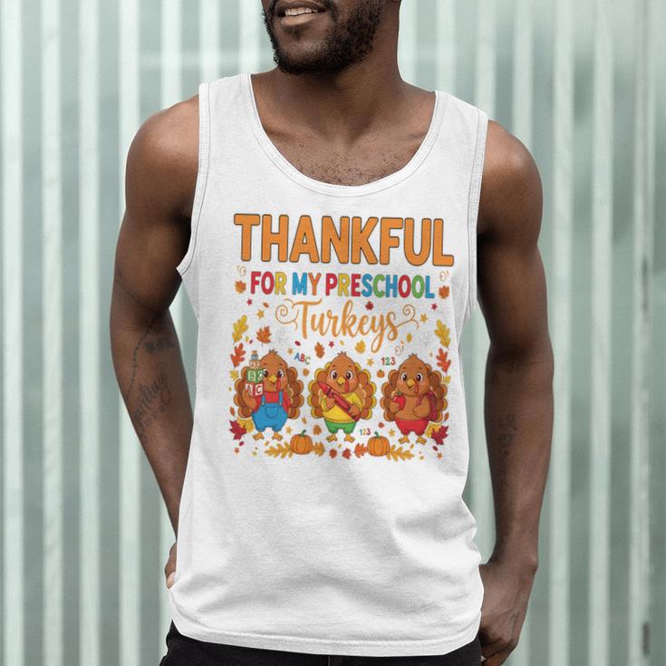 Teach Thanksgiving Teacher Thankful For My Preschool Turkeys Men Tank Top, novelty gifts, funny gifts