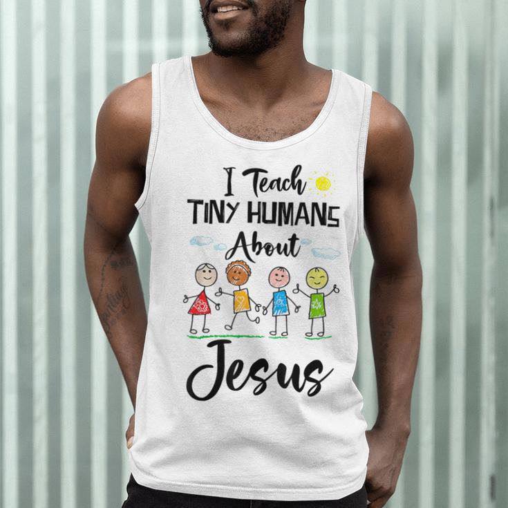 I Teach Tiny Humans About Jesus Sunday School Teacher Men Tank Top, novelty gifts, funny gifts