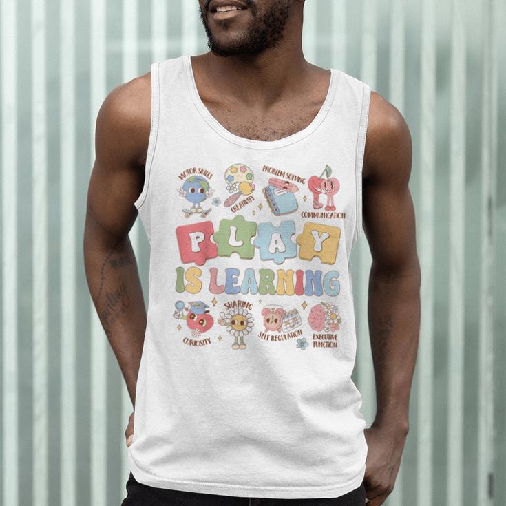 Teacher Groovy Play Is Learning Back To School Men Tank Top, novelty gifts, funny gifts