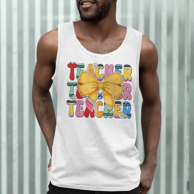 Teacher Pencil Coquette Bow Back To School Teacher Men Tank Top, novelty gifts, funny gifts Teacher Pencil Coquette Bow Back To School Teacher Men Tank Top, novelty gifts, funny gifts