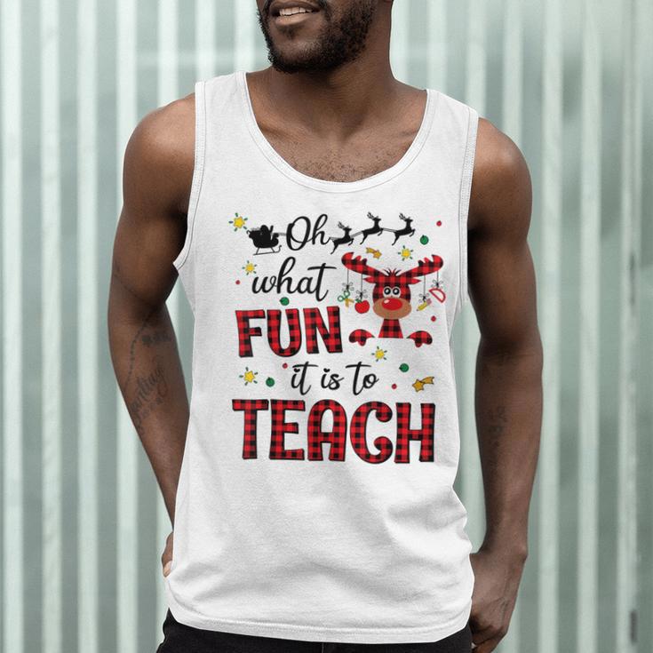 Teachers Oh What Fun It Is To Teach Cute Red Plaid Reindeer Men Tank Top, novelty gifts, funny gifts Teachers Oh What Fun It Is To Teach Cute Red Plaid Reindeer Men Tank Top, novelty gifts, funny gifts