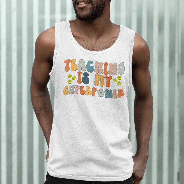 Teaching Is My Superpower Vintage Groovy University Teacher Men Tank Top, novelty gifts, funny gifts