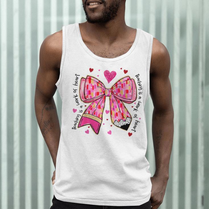 Teaching Is A Work Of Heart Pencil Bow Teacher Valentine Men Tank Top, novelty gifts, funny gifts Teaching Is A Work Of Heart Pencil Bow Teacher Valentine Men Tank Top, novelty gifts, funny gifts
