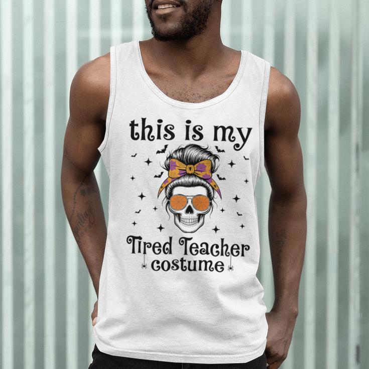 This Is My Tired Teacher Costume Skull Halloween Messy Bun Men Tank Top, novelty gifts, funny gifts This Is My Tired Teacher Costume Skull Halloween Messy Bun Men Tank Top, novelty gifts, funny gifts