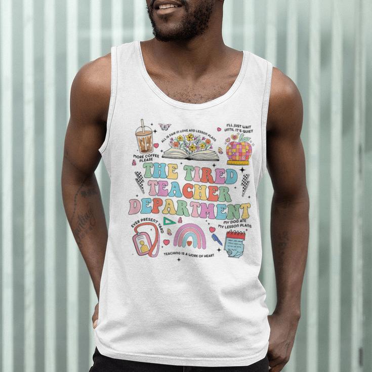 The Tired Teachers Department Retro Groovy Back To School Men Tank Top, novelty gifts, funny gifts The Tired Teachers Department Retro Groovy Back To School Men Tank Top, novelty gifts, funny gifts