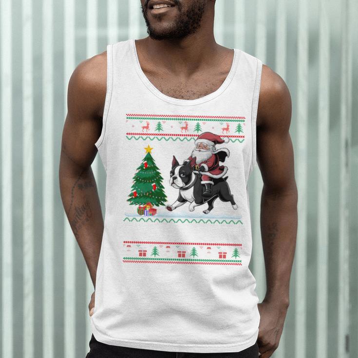 Xmas Tree Lighting Santa Riding Boston Terrier Christmas Men Tank Top, novelty gifts, funny gifts