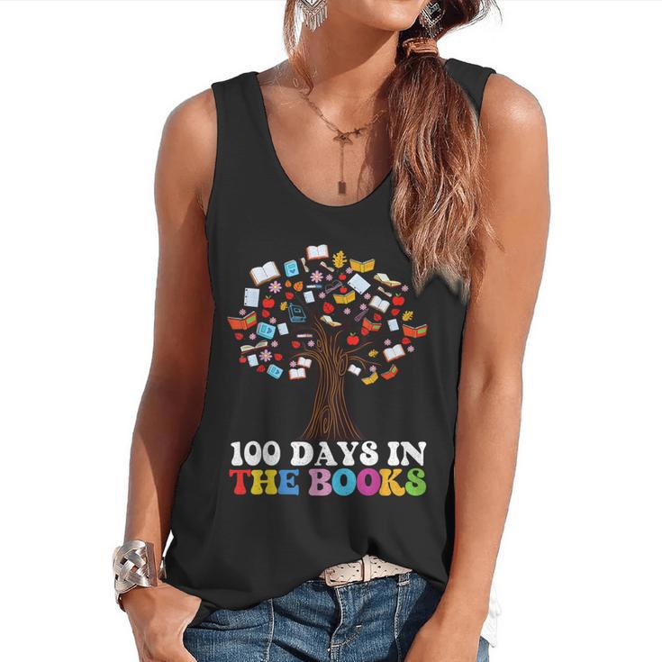 100 Days In The Books Reading Teacher 100th Day Of School Flowy Tank