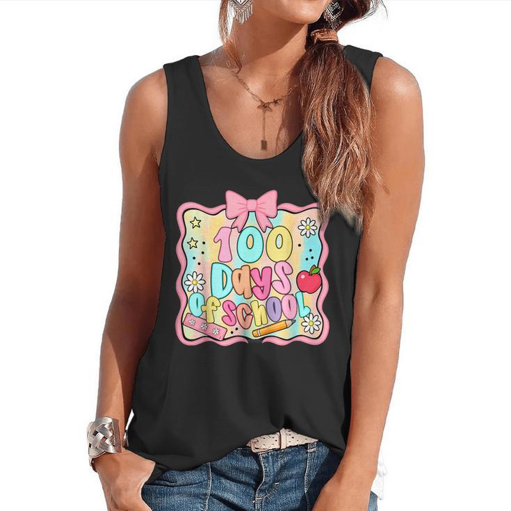 100 Days Of School Preppy 100th Day Of School Teacher Kids Flowy Tank