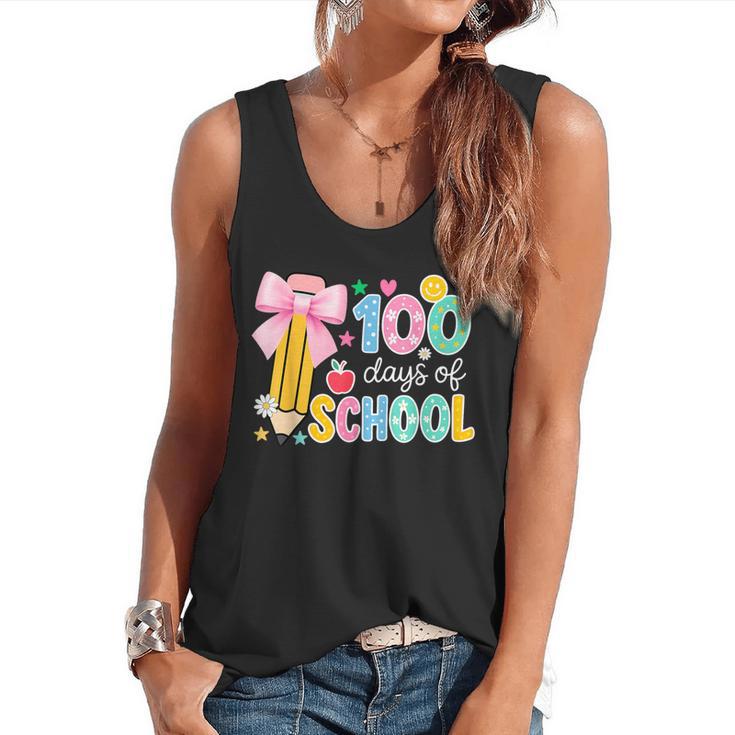 100 Days Of School Preppy 100th Day Of School Teachers Girls Flowy Tank