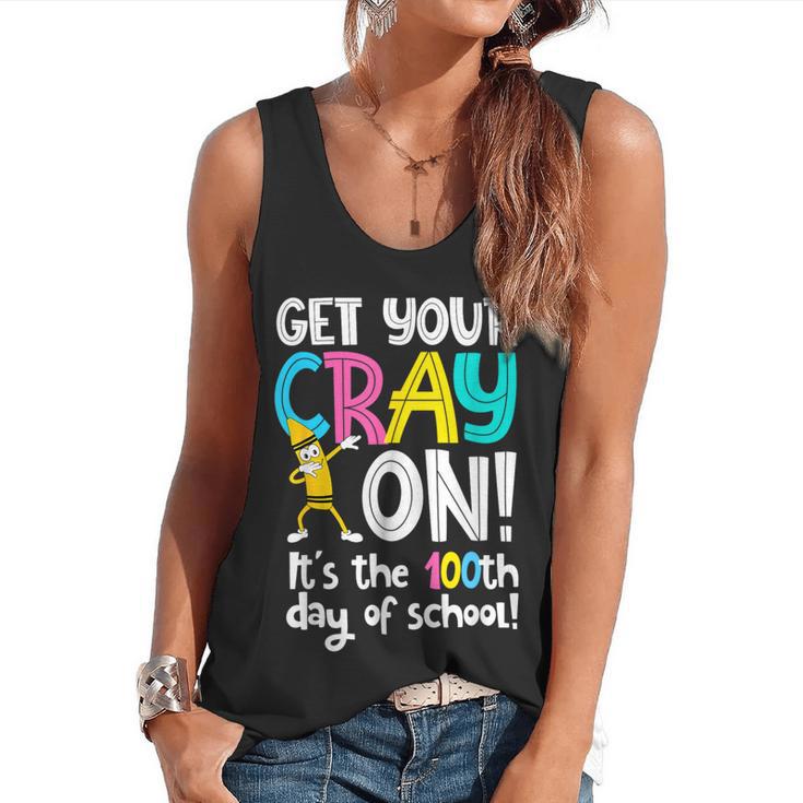100th Day Of School Get Your Cray On Teacher Flowy Tank