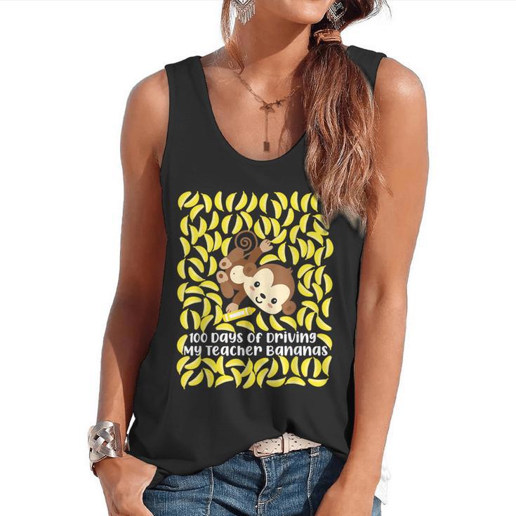 100th Day Of School Teacher Monkey Pun Banana For Men Women Girls Kids Flowy Tank