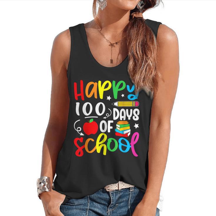 100th Day Of School Teachers Kids Girls Child Happy 100 Days Flowy Tank