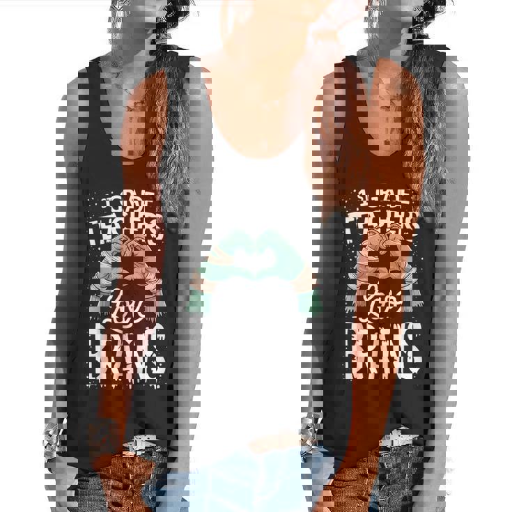 1st Grade Teachers Love Brains Shirt Halloween Teacher Flowy Tank