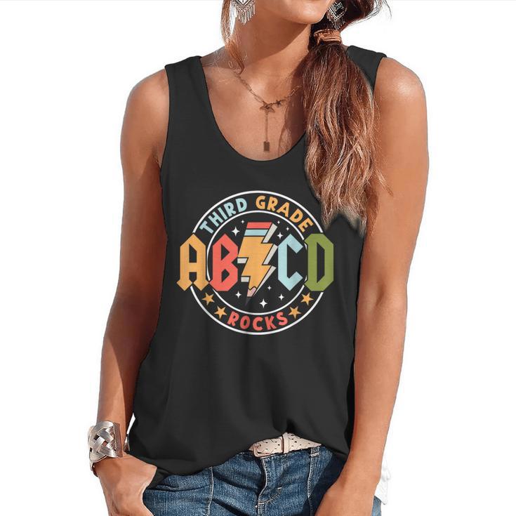 ABCD 3rd Grade Rocks Pencil Lightning Teachers Rock Boys Flowy Tank