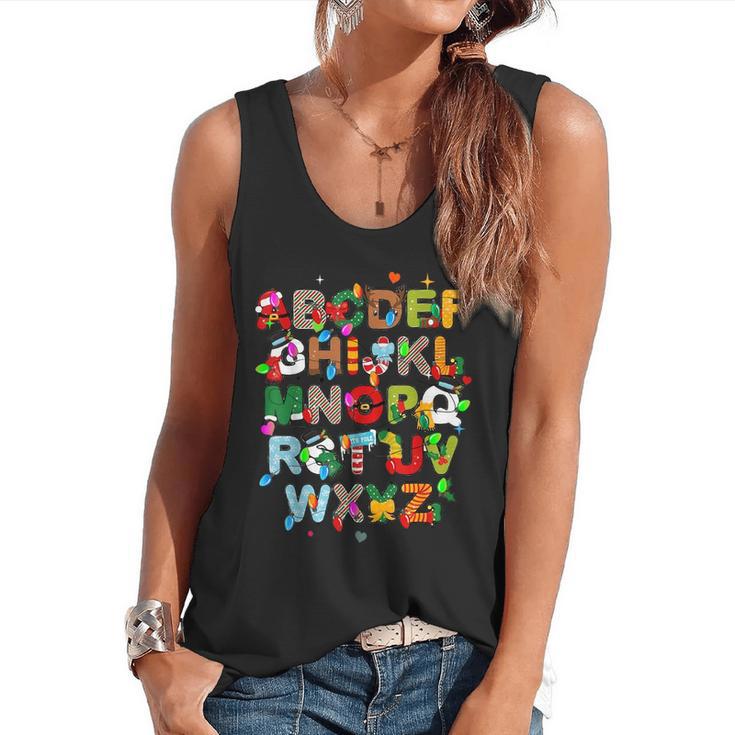 ABCs Learning Kindergarten Teacher Christmas Lights Alphabet For Men Women Kids Flowy Tank