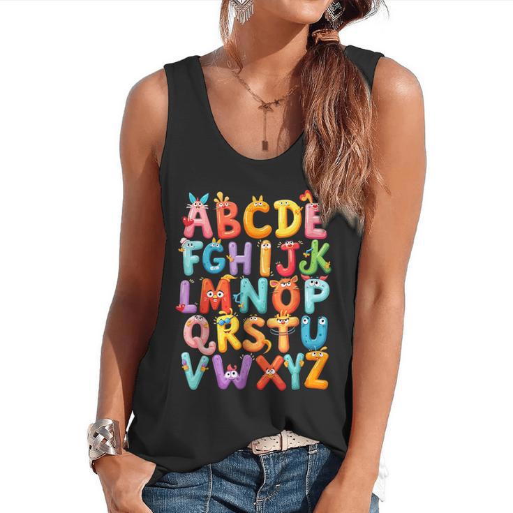 Alphabet A-Z ABC Kids Back To School Pre K Teachers Flowy Tank