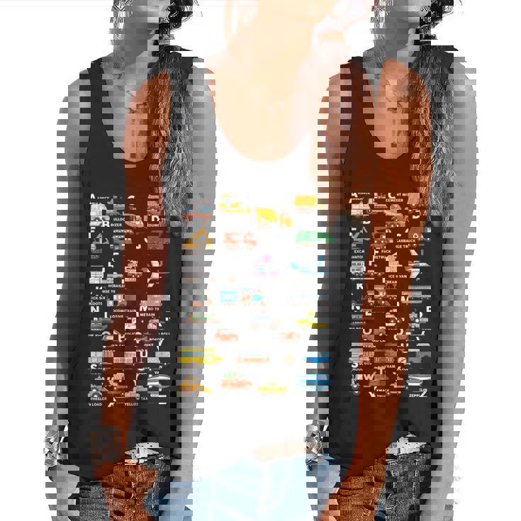 Alphabet Vehicles ABCs Learning Teachers Kids Boys Girls Flowy Tank