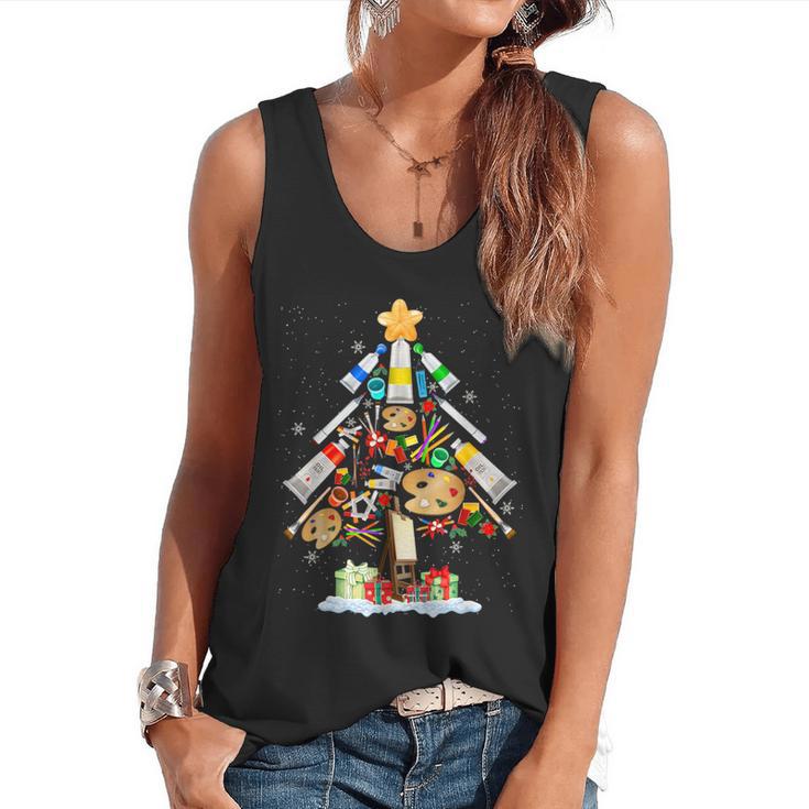 Art Christmas Tree Merry Christmas Artist Art Teacher Flowy Tank