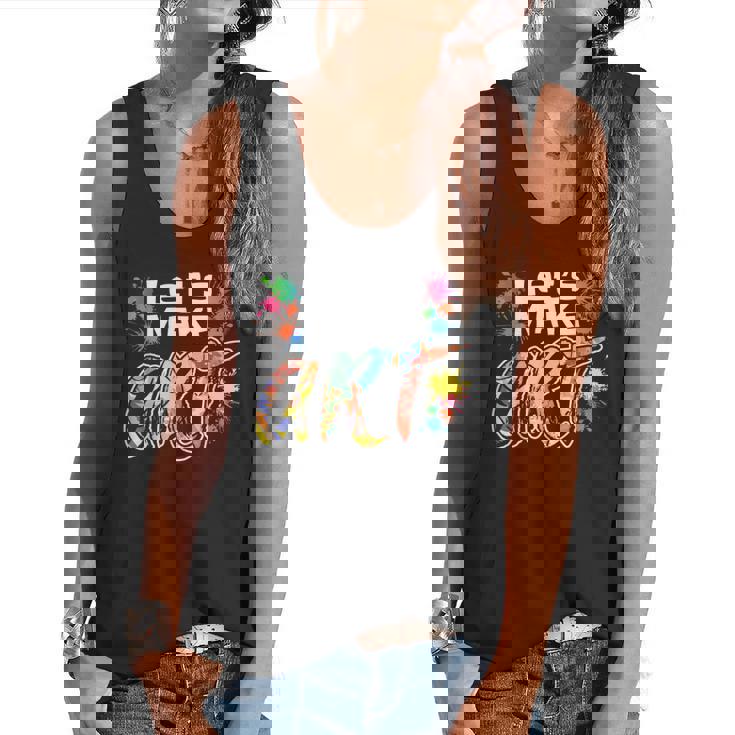 Lets Make Art Colerful Artists Painter Art Teacher Men Women Girls Kids Flowy Tank