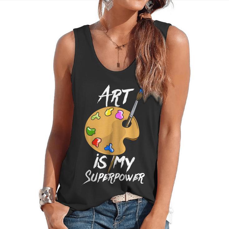 Art Is My Superpower Drawing Art Teacher Artists Flowy Tank