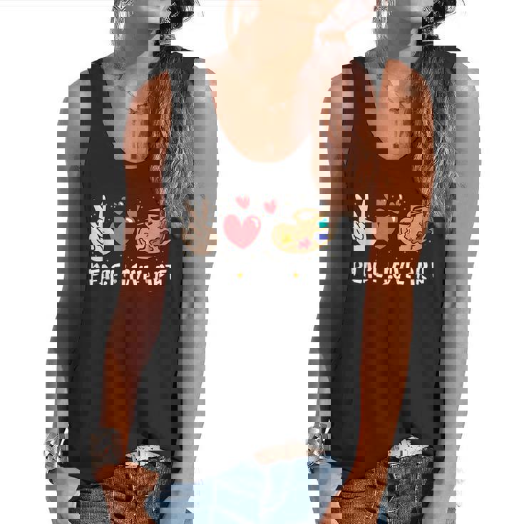 Art Teacher Peace Love Art For Artists And Painters Flowy Tank