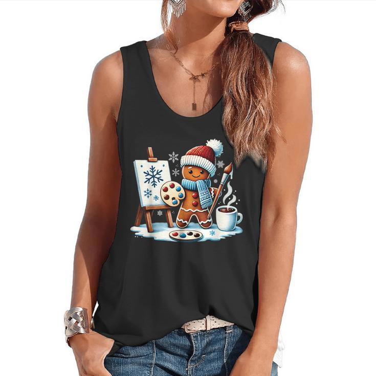 Artist Gingerbread Painter Art Teacher Student Christmas Flowy Tank