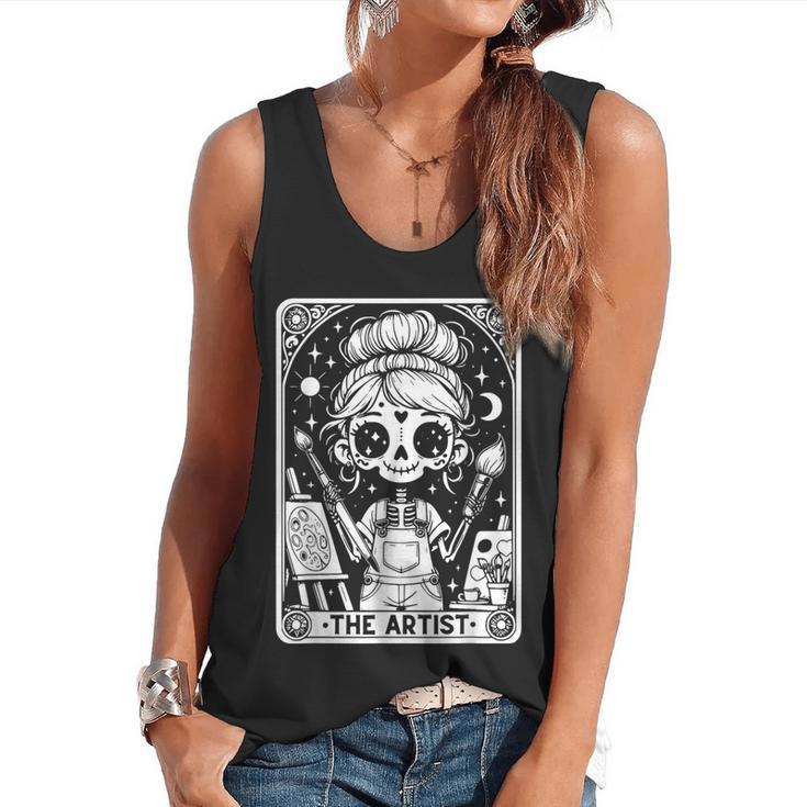 Artist Tarot Card Skeleton Painter Art Teacher Witchy Flowy Tank