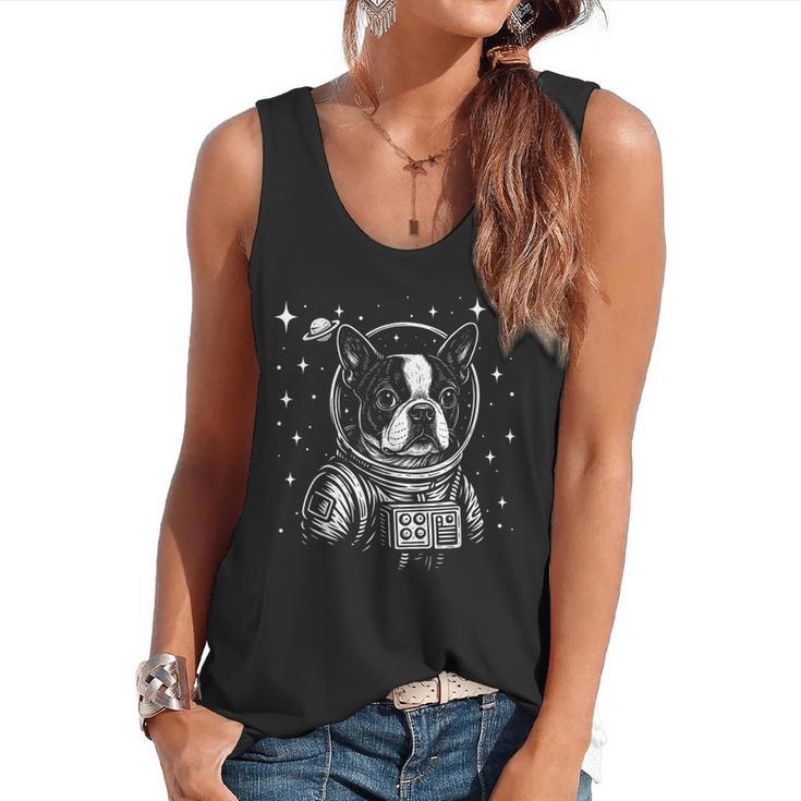 Astronaut Boston Terrier Space Galaxy Dog Lovers Flowy Tank