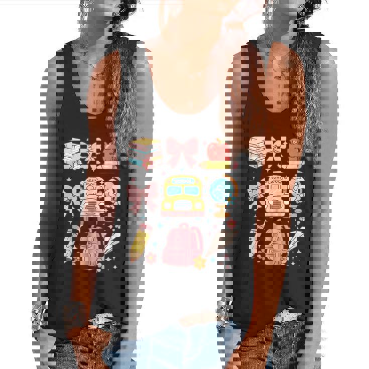 Back To School Coquette Teacher Women Girl Kindergarten PreK Flowy Tank