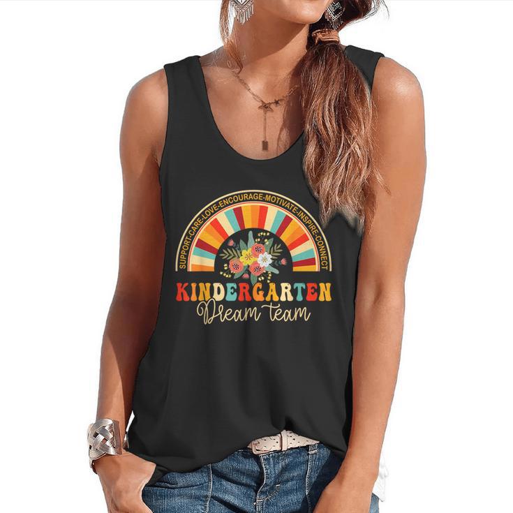Back To School Kindergarten Dream Team Teacher Love Floral Flowy Tank