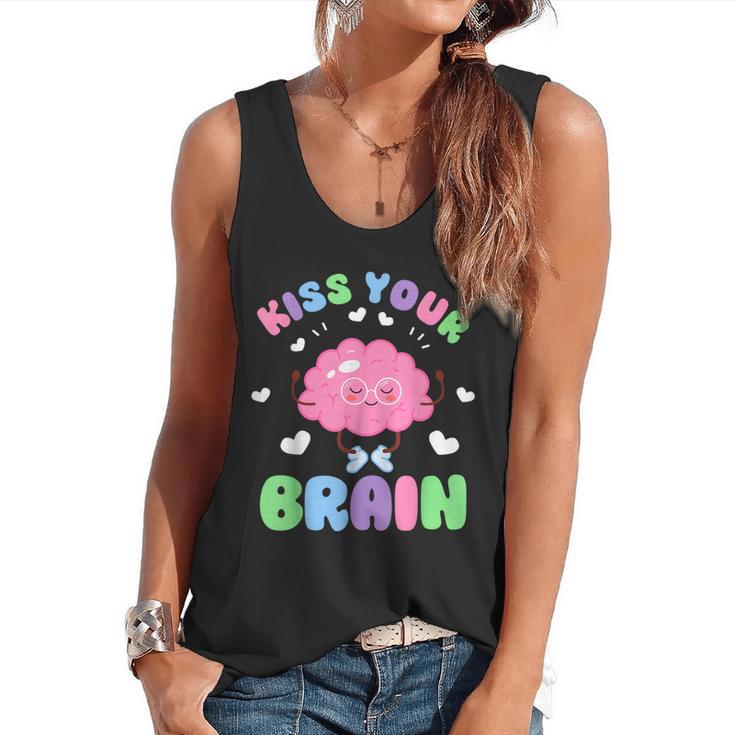 Back To School Kiss Your Brain Cute Teacher Appreciation Flowy Tank
