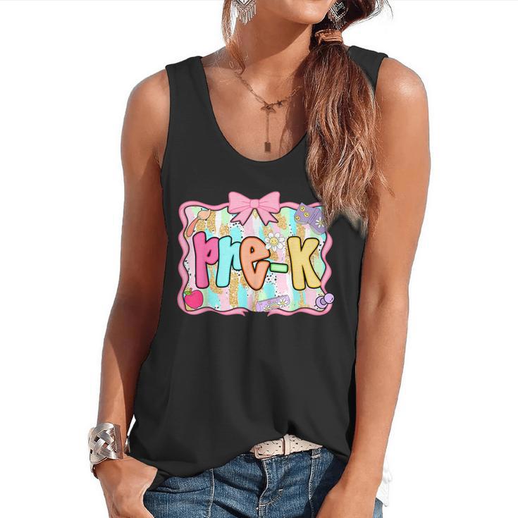 Back To School Pre-K Preppy Teacher Girl Flowy Tank
