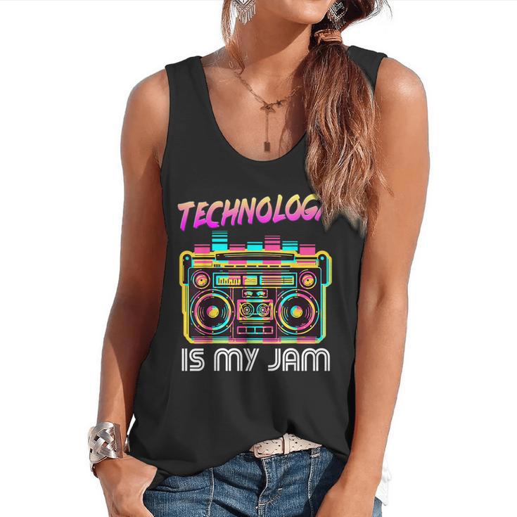 Back To School Retro Technology Is My Jam 80's Teacher Flowy Tank