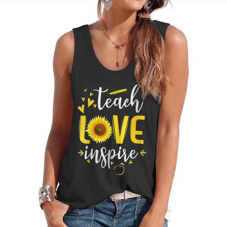 Back To School Teach Love And Inspire Teacher Sunflower Flowy Tank