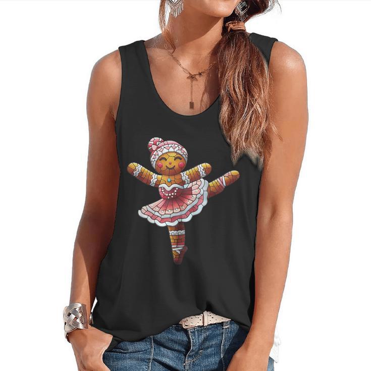 Ballet Dancer Gingerbread Christmas Dance Teacher Girl Women Flowy Tank