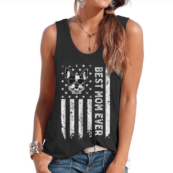 Best Boston Terrier Dog Mom Ever USA Flag For Men Women Kids Flowy Tank