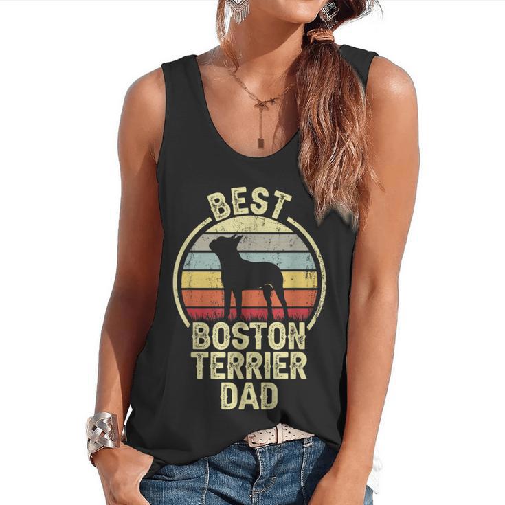 Best Dog Father Dad Vintage Boston Terrier For Men Women Flowy Tank