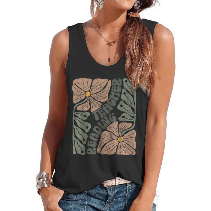 Boho Floral Reading Teacher Retro Reading Specialist Wildfl Flowy Tank