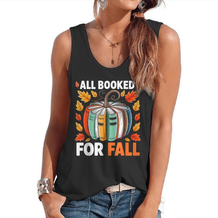 All Booked For Fall Book Pumpkin Autumn Thanksgiving Teacher Flowy Tank