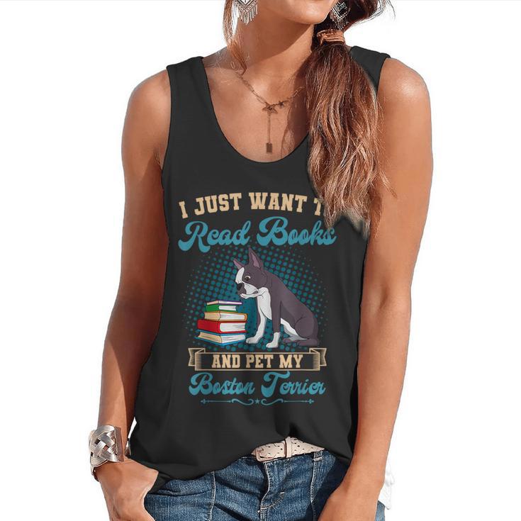 Boston Terrier American Gentleman Bibliophile Book Lover Flowy Tank