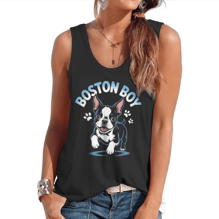 Boston Terrier Boy Cute Cartoon Dog Owner Pet Boston Terrier Flowy Tank