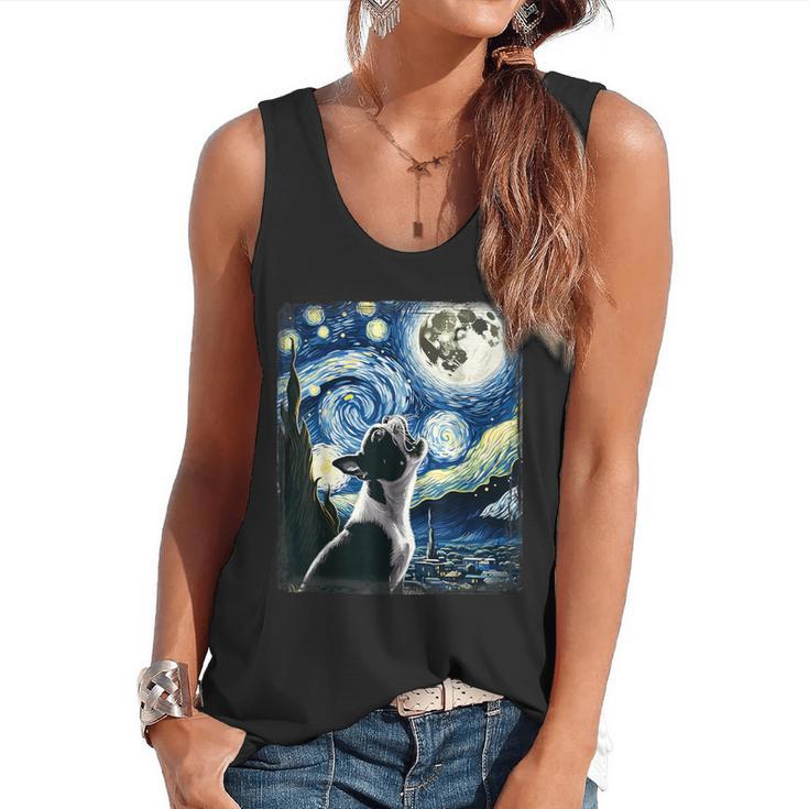 Boston Terrier Dog Art Van Gogh Starry Night Boston Terrier Flowy Tank
