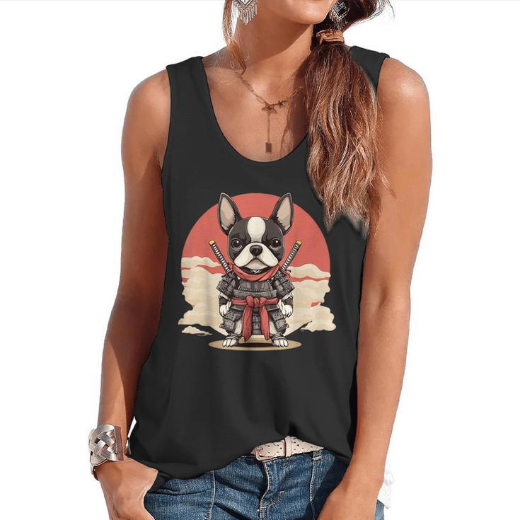 Boston Terrier Dog Japanese Style Samurai Dogs Flowy Tank