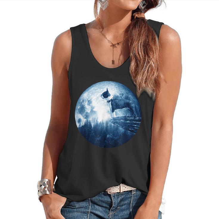 Boston Terrier Dog Moon Dog Mom Dad Women Men Dog Lovers Flowy Tank