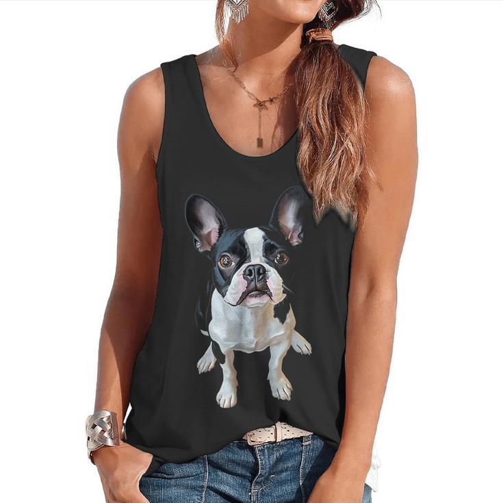 Boston Terrier Dog Motif Pet Art Boston Terrier Men Women Kids Flowy Tank
