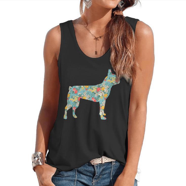 Boston Terrier Flower Silhouette Floral Dog Men Women Girls Kids Flowy Tank