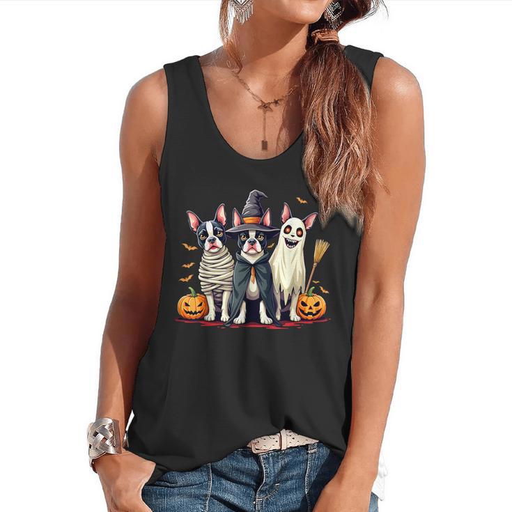 Boston Terrier Halloween Costume Mummy Witch Ghost Dog Lover For Men Women Kids Flowy Tank